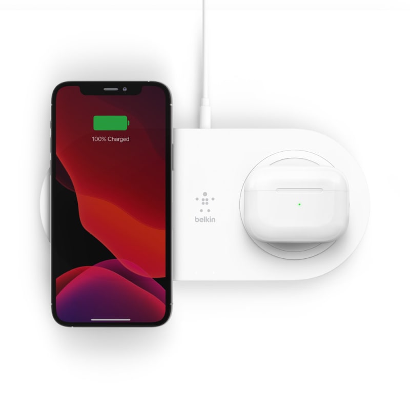 Belkin BoostCharge Dual 15W Wireless Charging Pad Universally Compatible - White