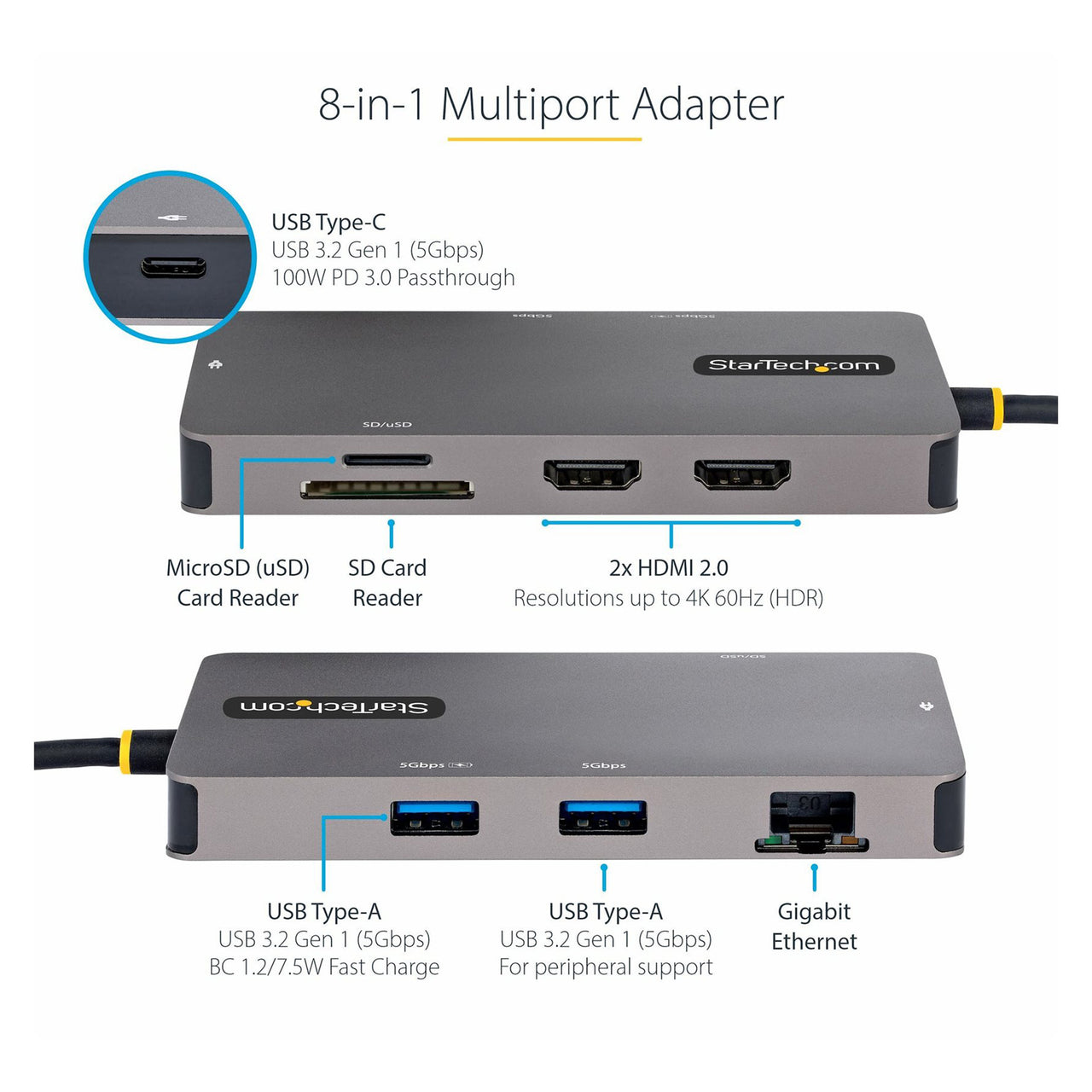 Startech USB C Multiport Adapter - Space Grey