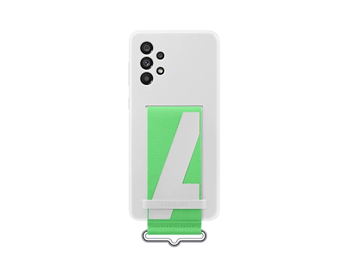 Samsung Silicone Cover with Strap for Galaxy A73 5G - White