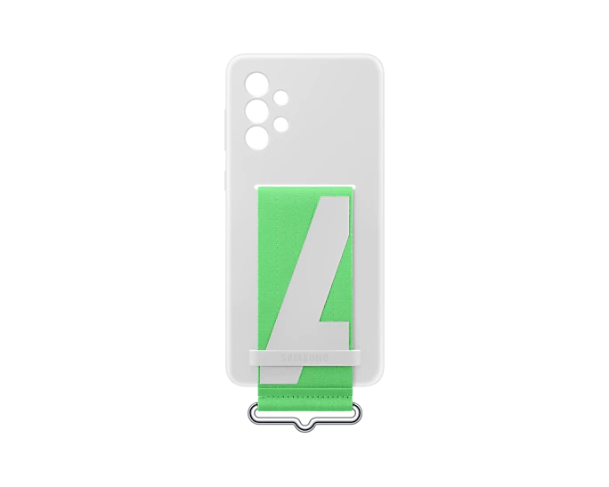 Samsung Silicone Cover with Strap for Galaxy A73 5G - White