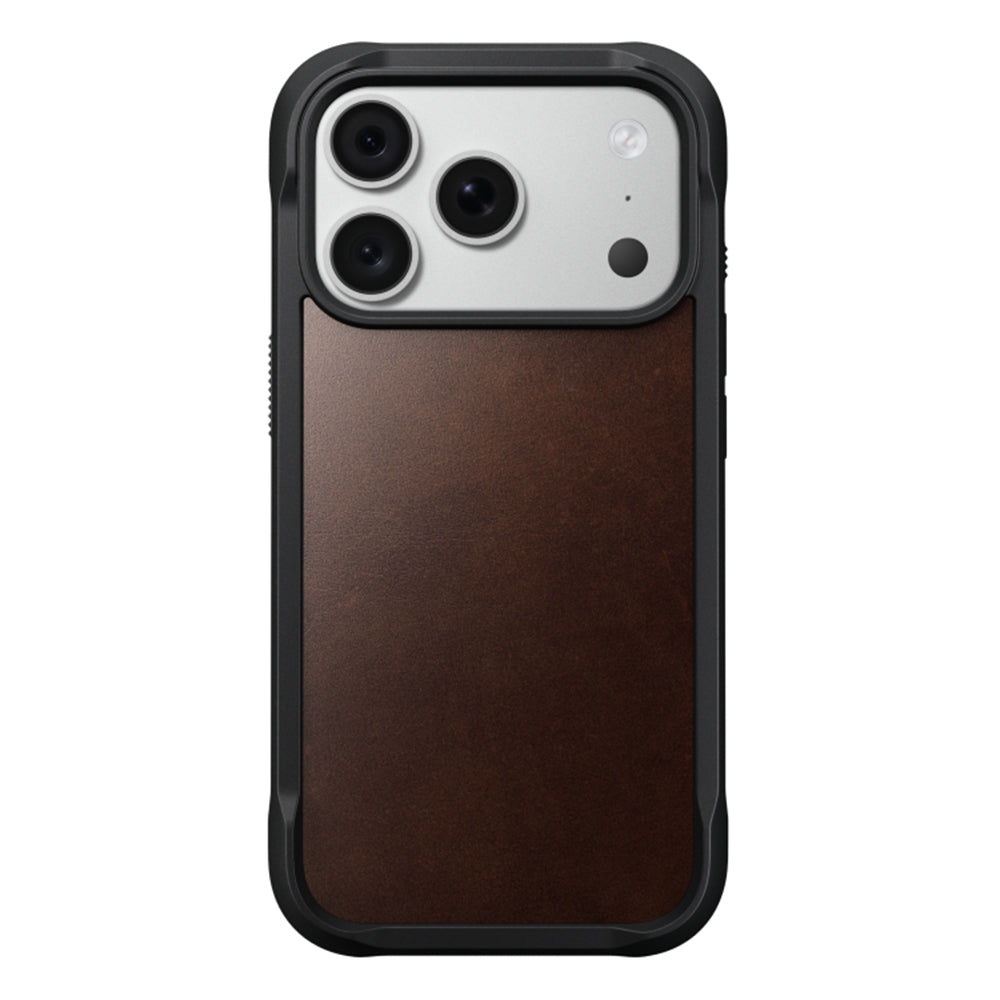 NOMAD Rugged Leather case for iPhone 18 Pro - Rustic Brown Horween
