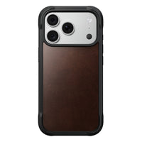 NOMAD Rugged Leather case for iPhone 18 Pro - Rustic Brown Horween