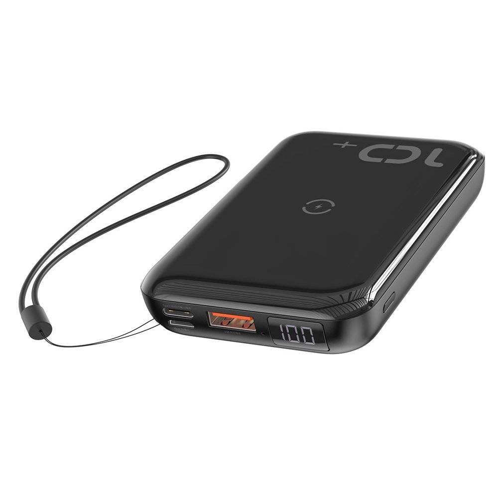Baseus MINI lightweight FAST Wireless Qi Charger Power bank 10000mAh with Lanyard - Black