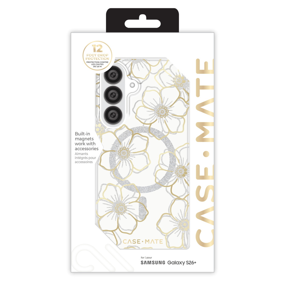 Case Mate Floral Gems Case with Magnet for Samsung Galaxy S26+ (S26 Plus) - Gold
