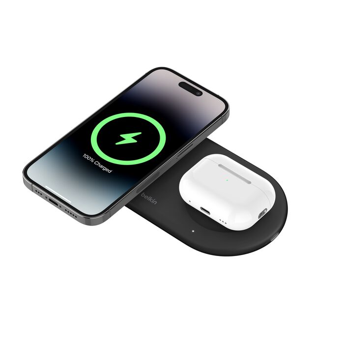Belkin BoostCharge Pro Qi2 2-in1 Magnetic Wireless Charging Pad- Black