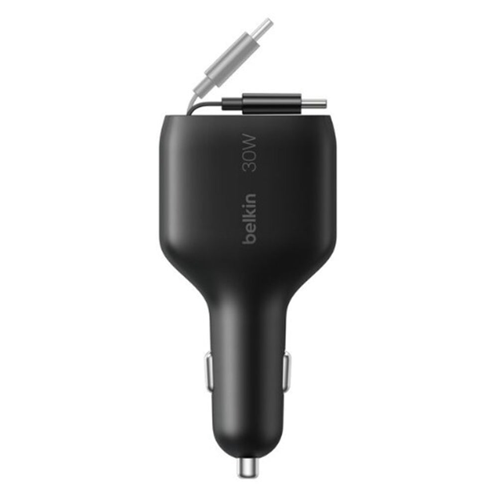 Belkin BoostCharge 30W Retractable Car Charger - Black