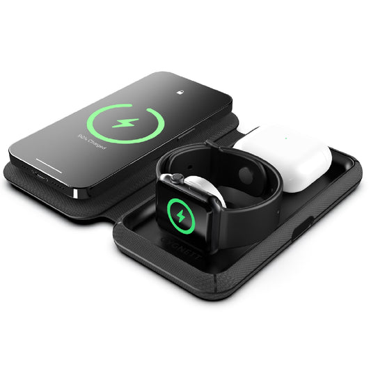 Cygnett MagTravel 3-in-1 Qi2 Wireless Charger - Black ( Phone, iWatch, Airpods)