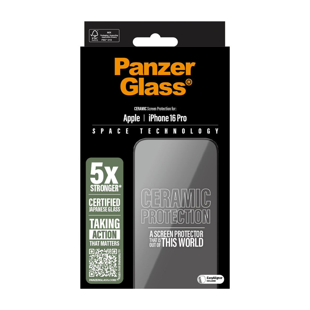 PanzerGlass Ultrawide Fit Ceramic Glass Screen Protector For iPhone 16 Pro - Clear