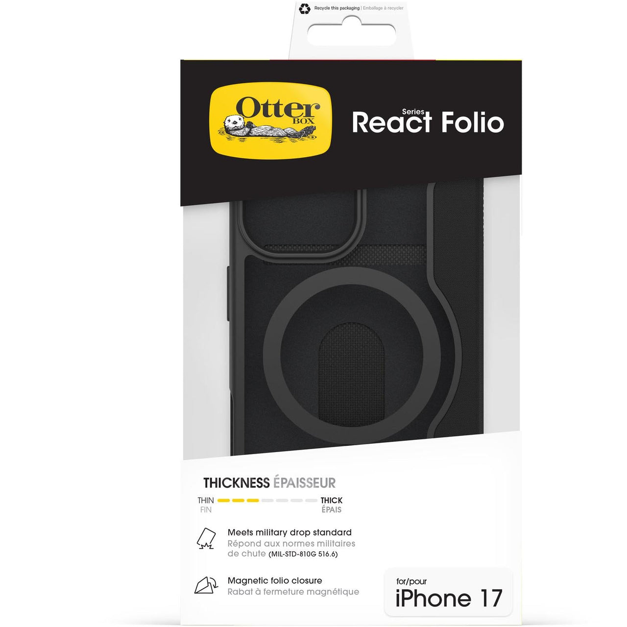 OtterBox React Folio MagSafe Case for Apple iPhone 17- Black Crystal