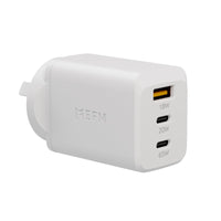 Thumbnail for EFM ECO 65W Triple Port Wall Charger With GaN, Power Delivery and PPS - White