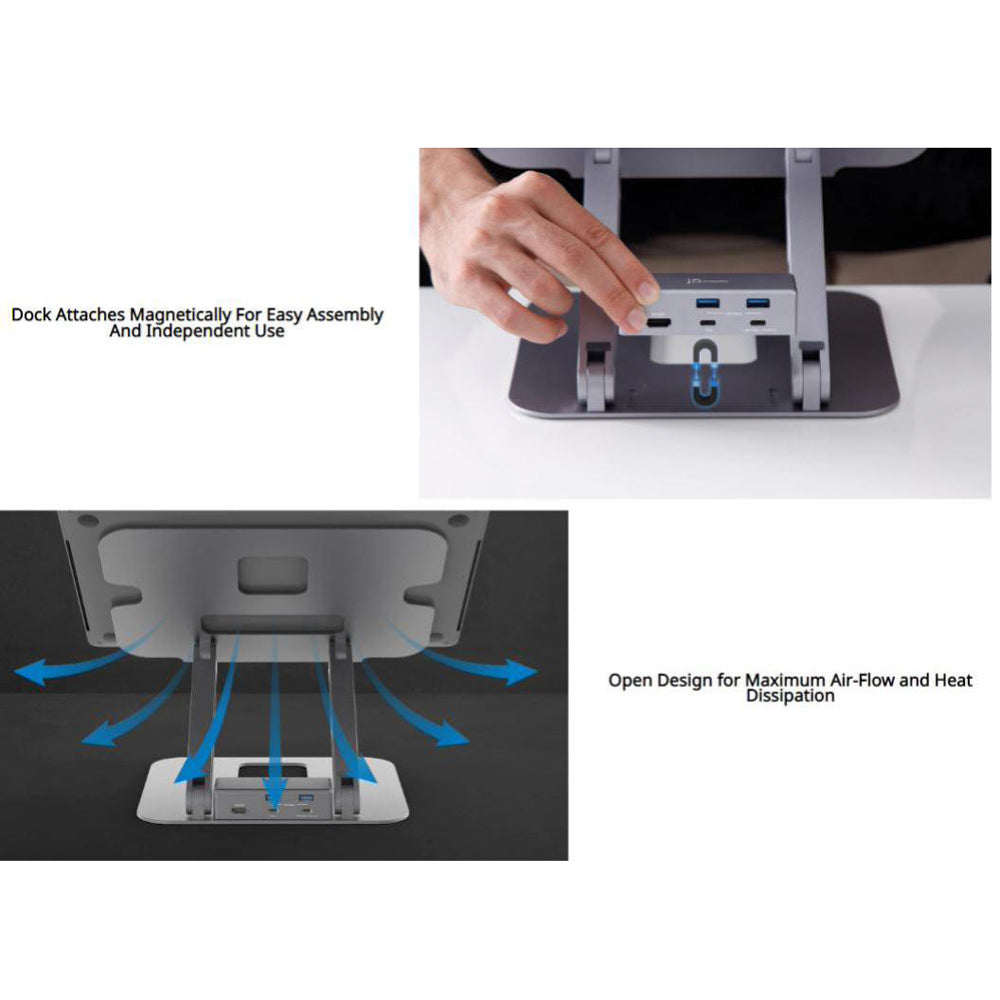 J5create JTS327 Multi-Angle single 4K HDMI Docking Laptop Stand with USB-C Pass Through