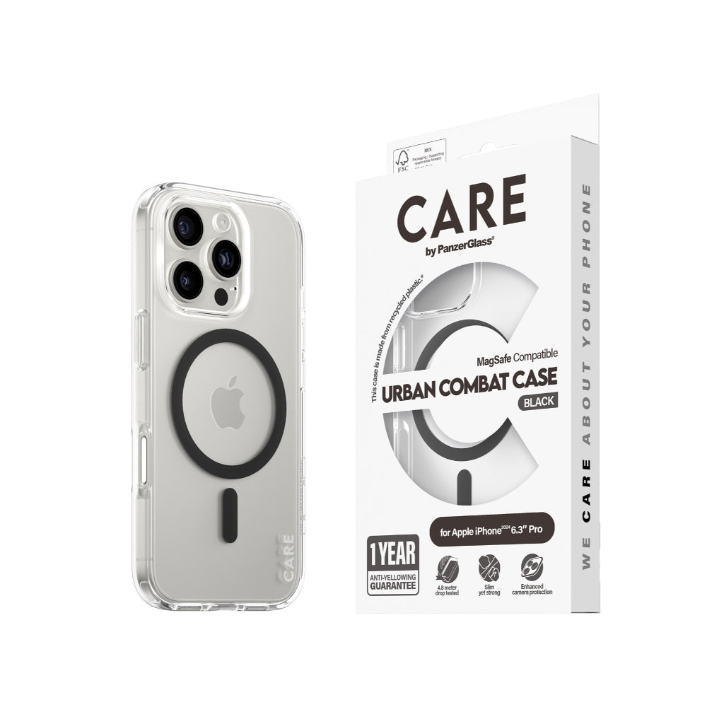 PanzerGlass CARE Flagship MagSafe Case for iPhone 16 Pro- Black