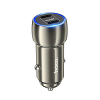 Thumbnail for Hoco Z48 40W Dual Port USB-C Metal Car Charger With Lightning Cable - Gray