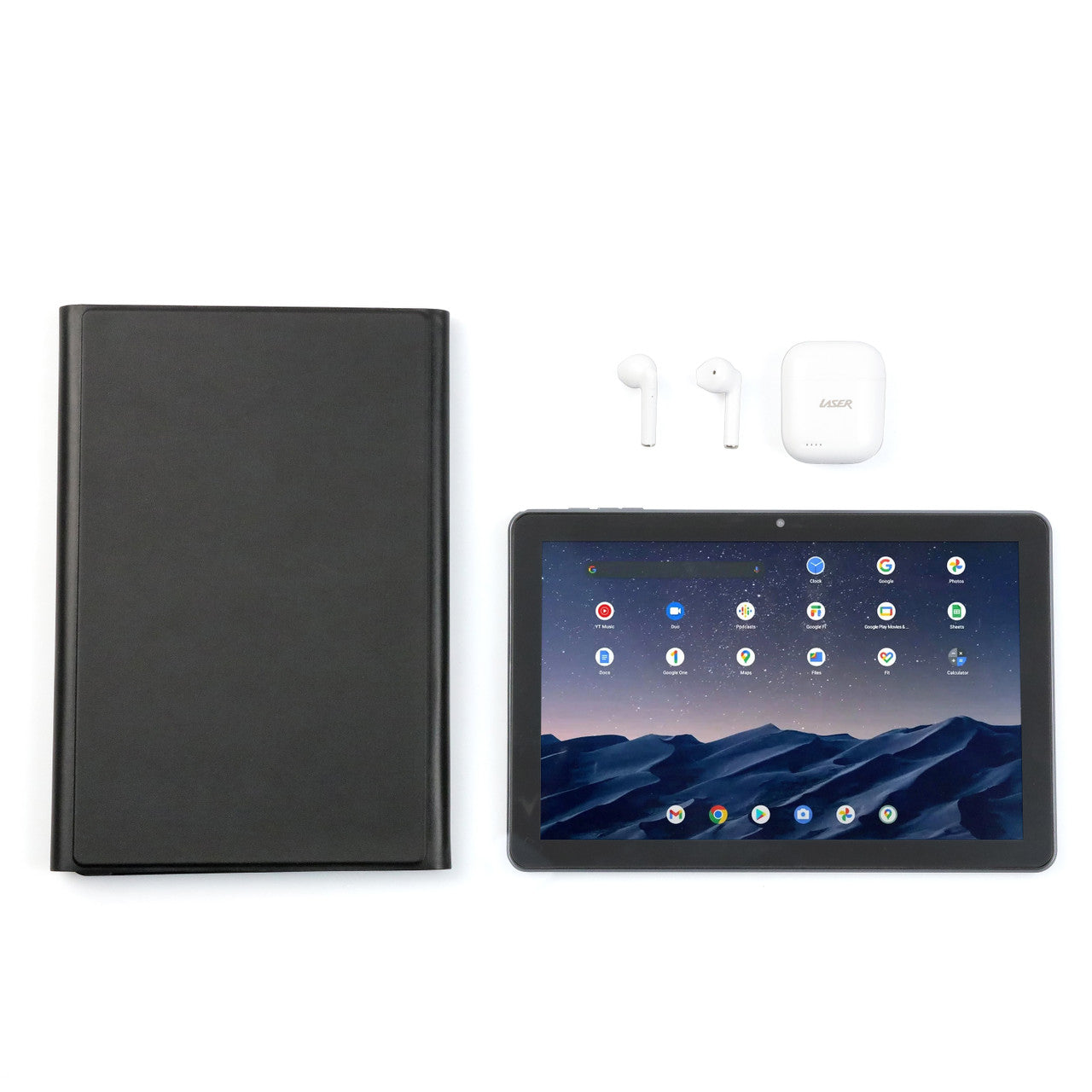 Laser 10 inch 4G Tablet + Earbuds  and Case, Android 13, HD IPS