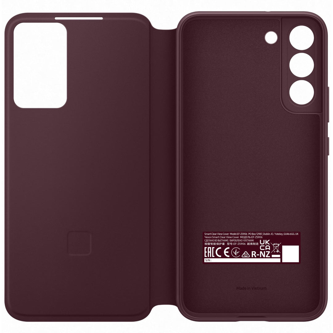 Samsung Smart Clear View Cover Flip Case for Galaxy S22+ - Burgundy