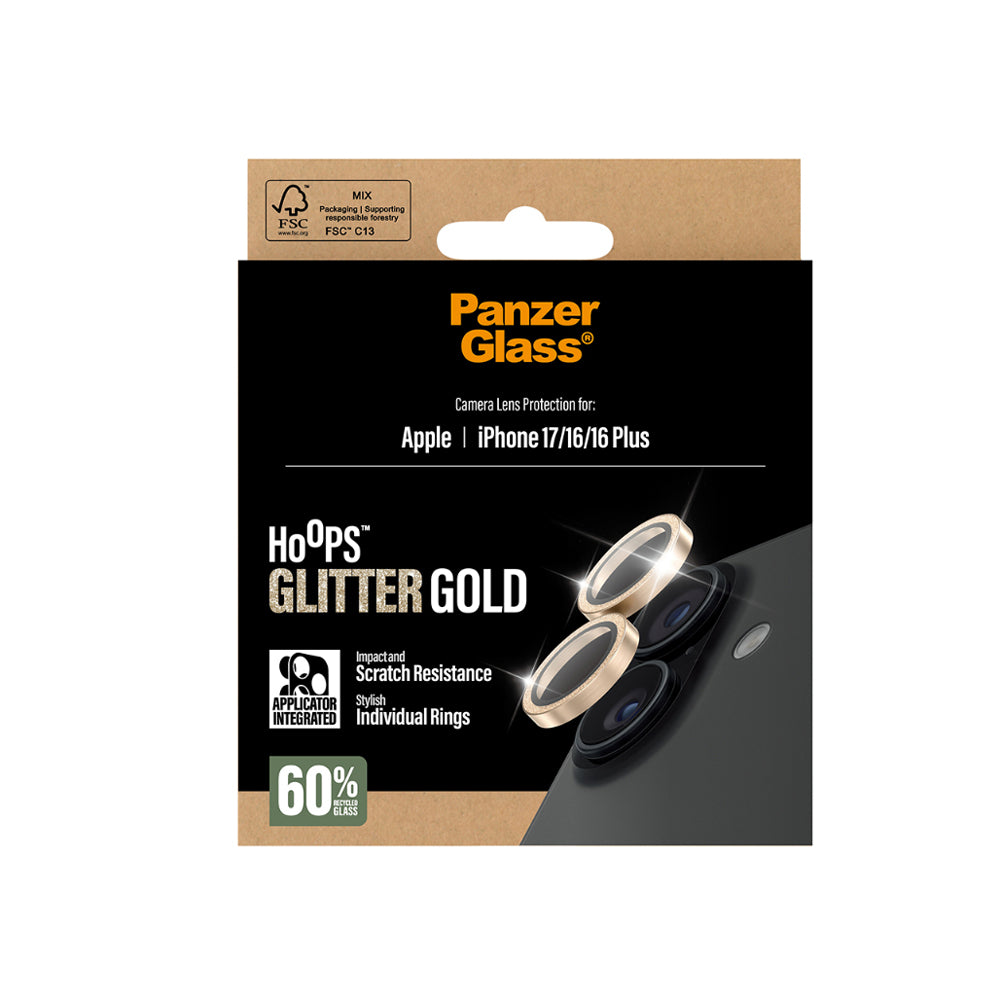 Panzer Hoops Lens Protector for iPhone 17 - Glitter Gold