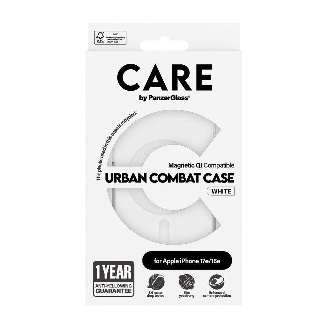 PanzerGlass Care Urban Combat (MagSafe) Case for iPhone 17e/16e - Clear/White
