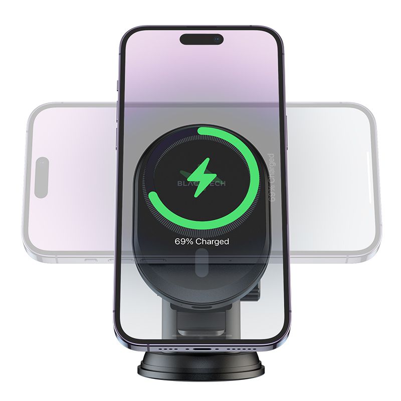 BLACKTECH BL-BH201 15W Super Magnetic All in 1 Wireless Charging Car Holder - Black
