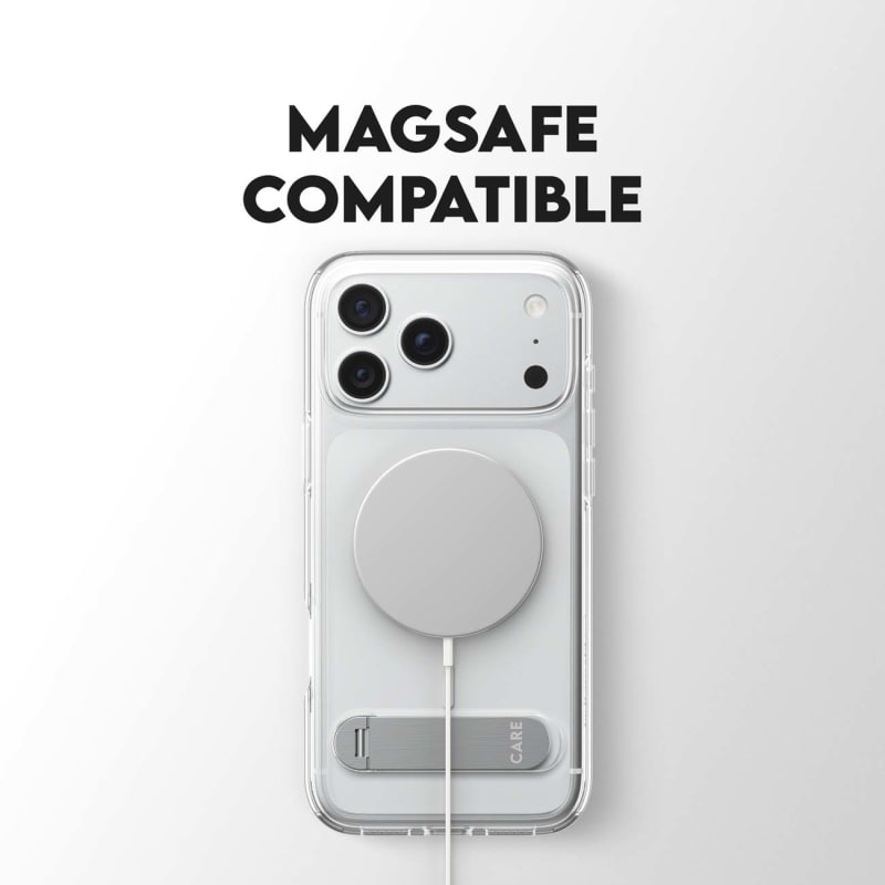 CARE by PanzerGlass Kickstand MagSafe Case for iPhone 18 Pro Max, 17 Pro Max - Transparent/White