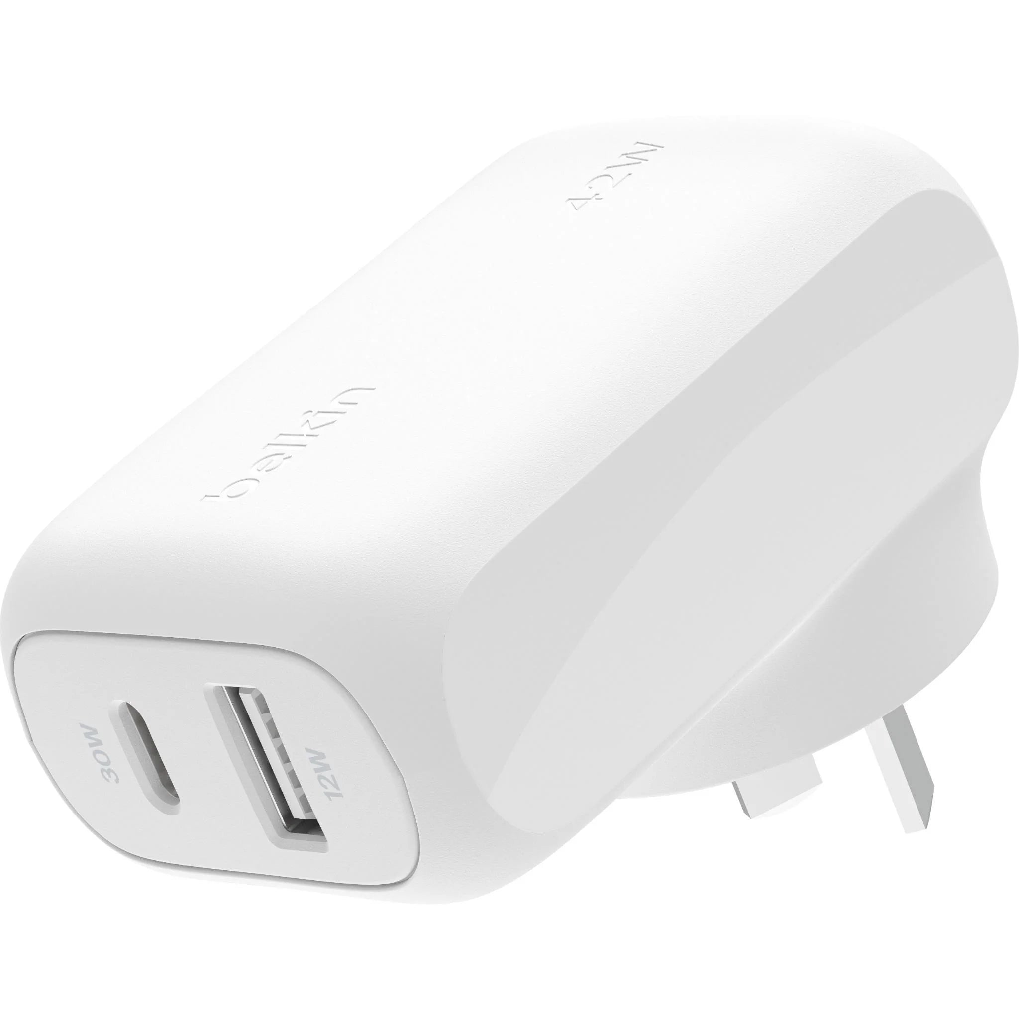 Belkin Dual PD Wall Charger with PPS 42W - iPhone|Andriod ( 1x USB-C  30W + 1x USB-A  12W)