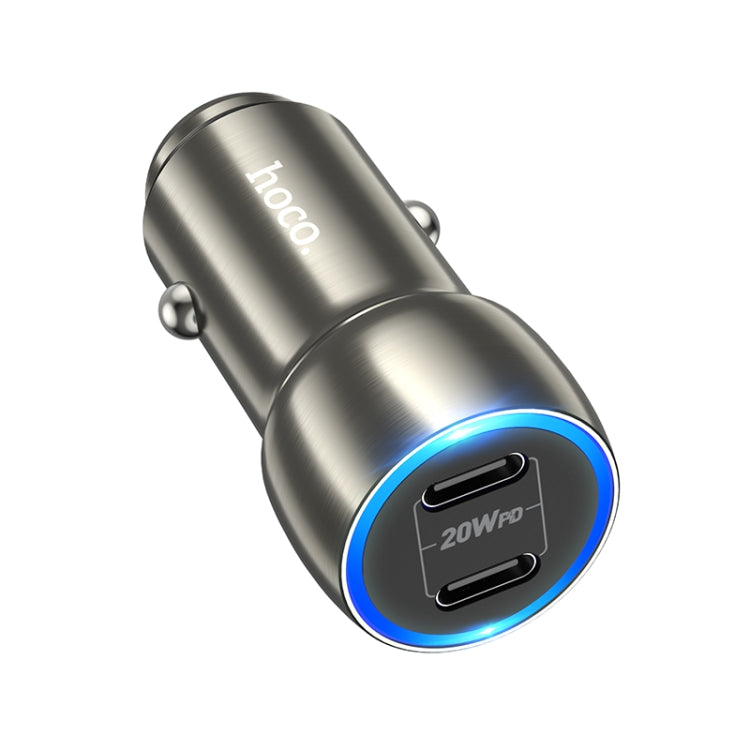 Hoco Z48 40W Dual Port USB-C Metal Car Charger - Gray