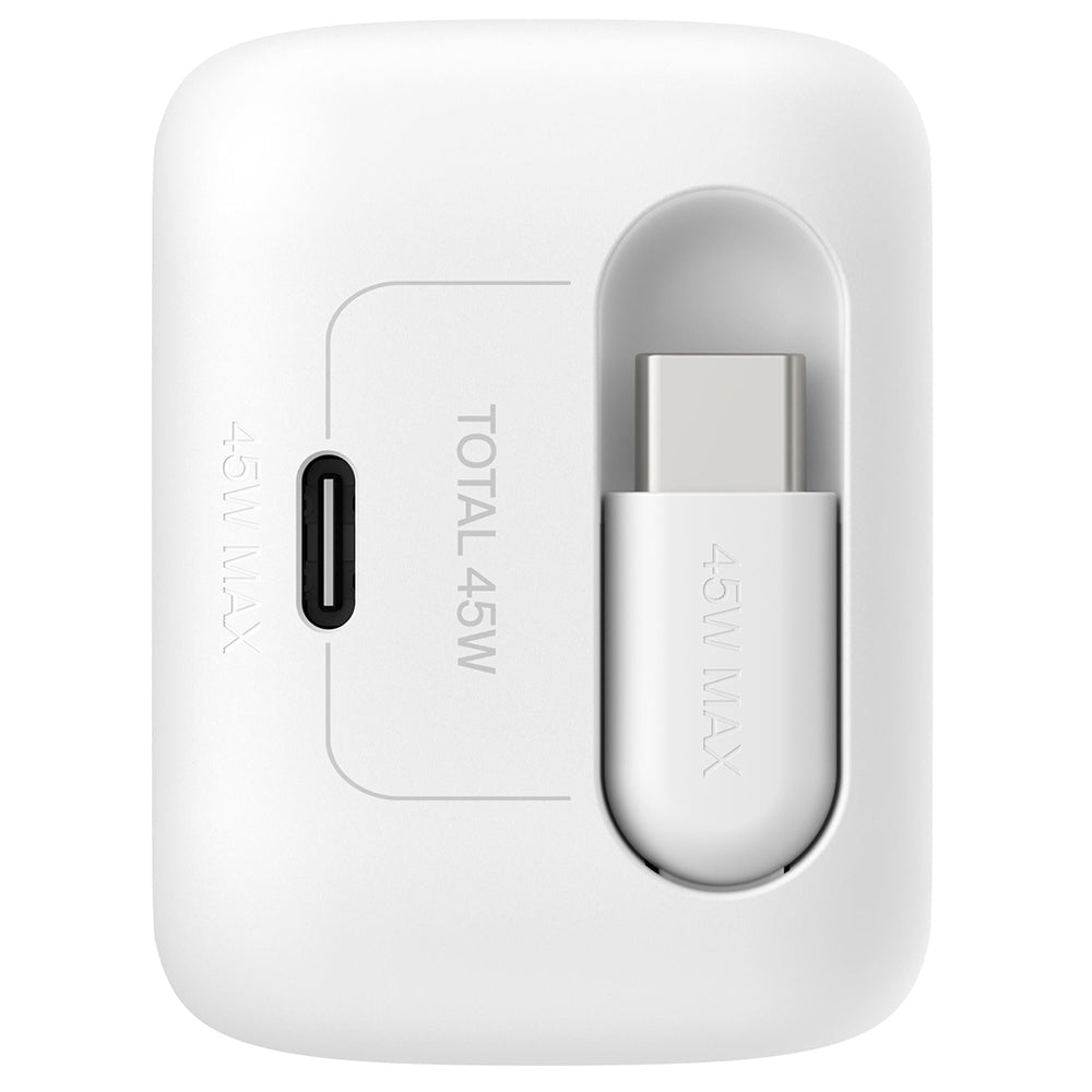 Belkin BoostCharge Pro Wall Charger 45W GaN with retractable cable - White
