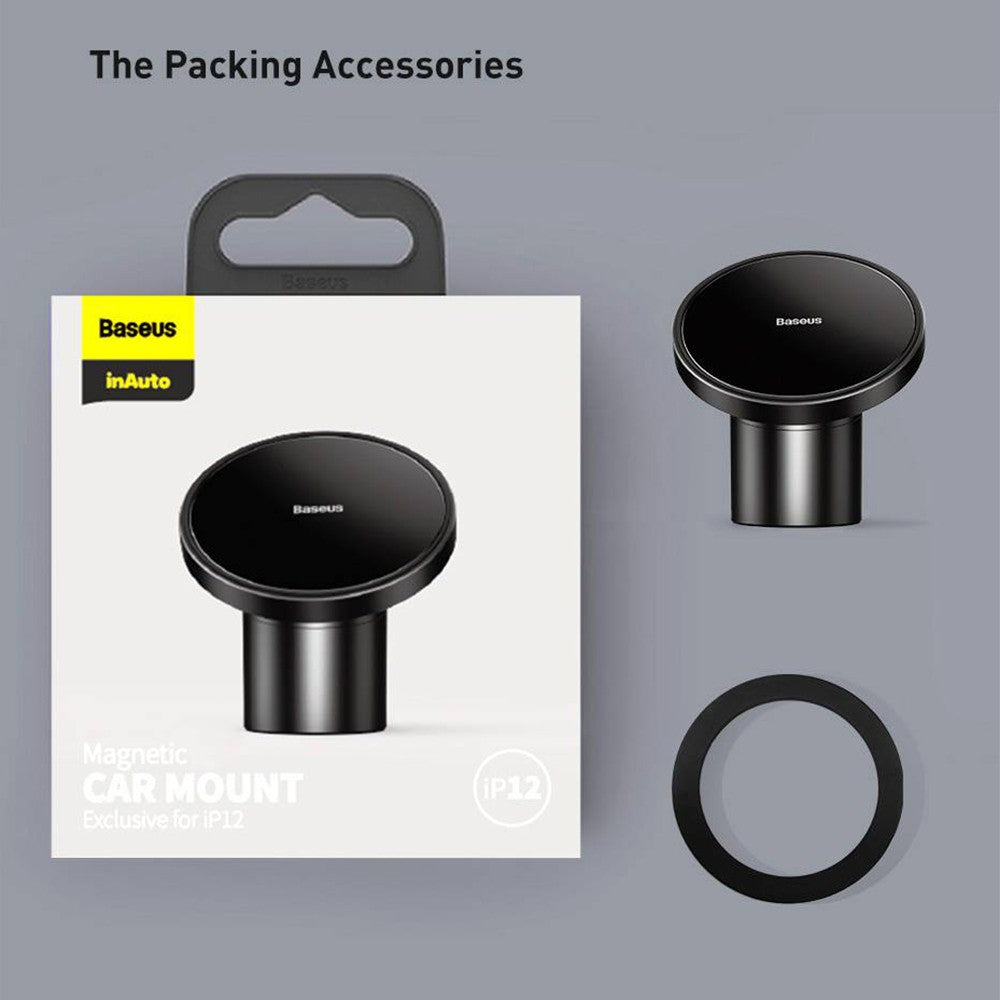 Baseus Magnetic Car Mount for Dashboards and Air Outlets (Magsafe Compatible + Ring Included ) - Bla