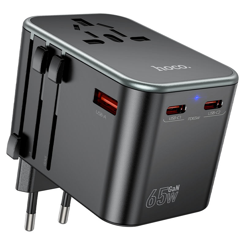 Hoco AC17 Supporter three-port PD65W(2C1A) universal conversion charger