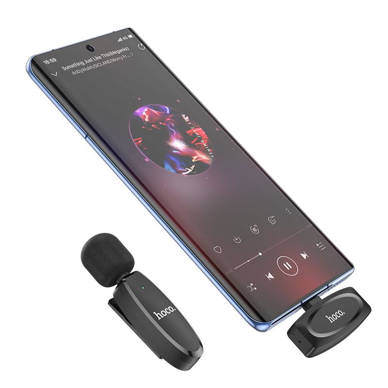 Hoco L15 USB-C Crystal Lavalier Wireless Digital Microphone - Black
