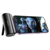Thumbnail for Hoco 5000mAh Mini Compact Power Bank With Lightning Connector + Kick Stand - Black