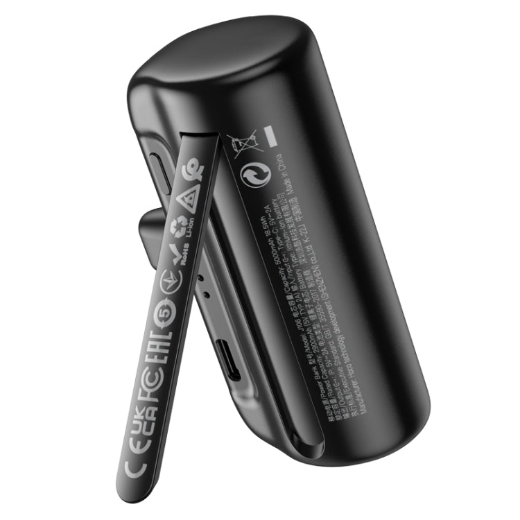 Hoco 5000mAh Mini Compact Power Bank With Lightning Connector + Kick Stand - Black
