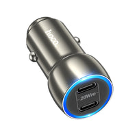 Thumbnail for Hoco Z48 40W Dual Port USB-C Metal Car Charger - Gray