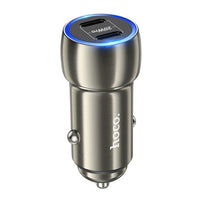 Thumbnail for Hoco Z48 40W Dual Port USB-C Metal Car Charger - Gray