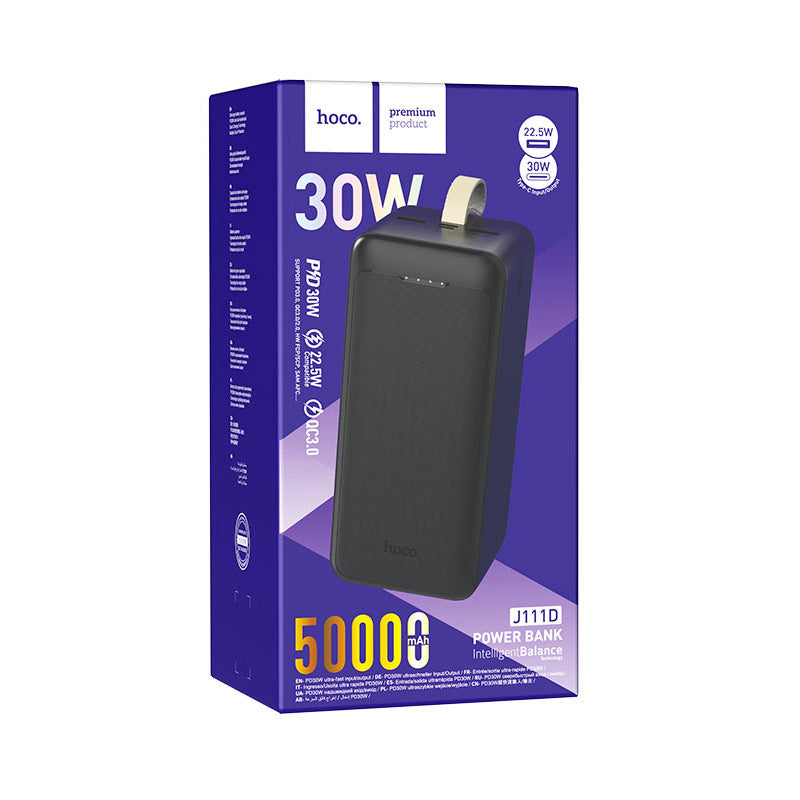 Hoco J111D 50000mAh PD30W Smart charge power bank- Black
