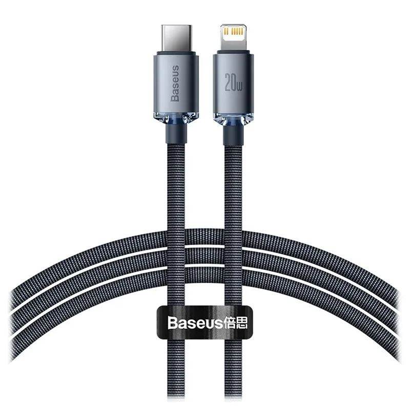 Baseus Crystal Shine Series Fast charging data cable USB-C to Lightning 20W 1.2m - Black