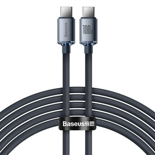 Baseus Crystal Shine Series Fast Charging Data Cable USB-C to USB-C  100W 2M - Black
