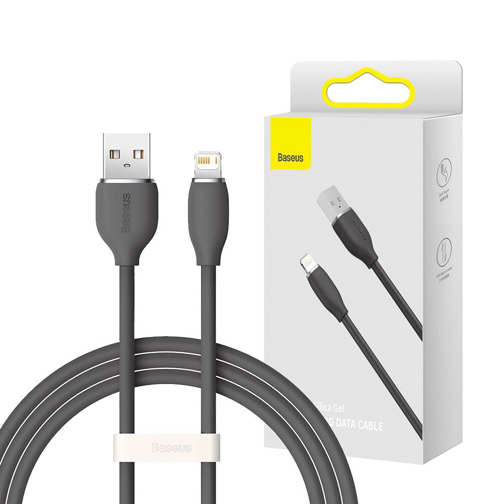 Baseus Jelly Liquid Silica Gel Fast Charging Data Cable USB to iP 2.4A 1.2m - Black
