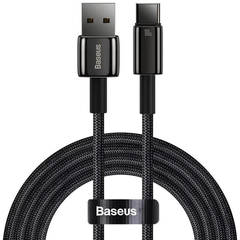 Baseus Tungsten Gold Fast Charging Data Cable USB-A to USB-C 100W 1m - Black