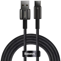 Thumbnail for Baseus Tungsten Gold Fast Charging Data Cable USB-A to USB-C 100W 1m - Black