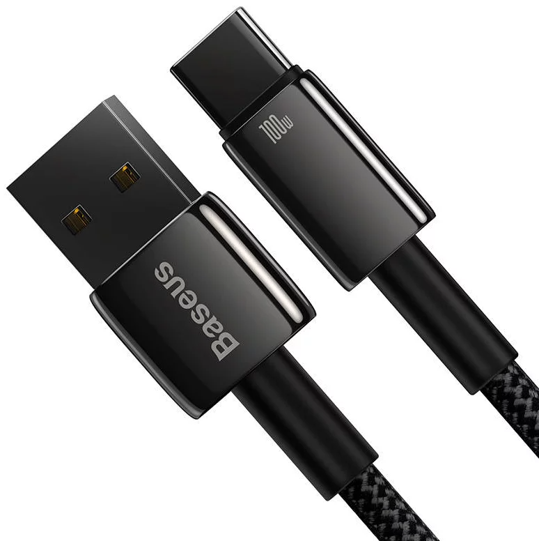 Baseus Tungsten Gold Fast Charging Data Cable USB-A to USB-C 100W 1m - Black