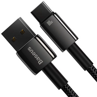 Thumbnail for Baseus Tungsten Gold Fast Charging Data Cable USB-A to USB-C 100W 1m - Black