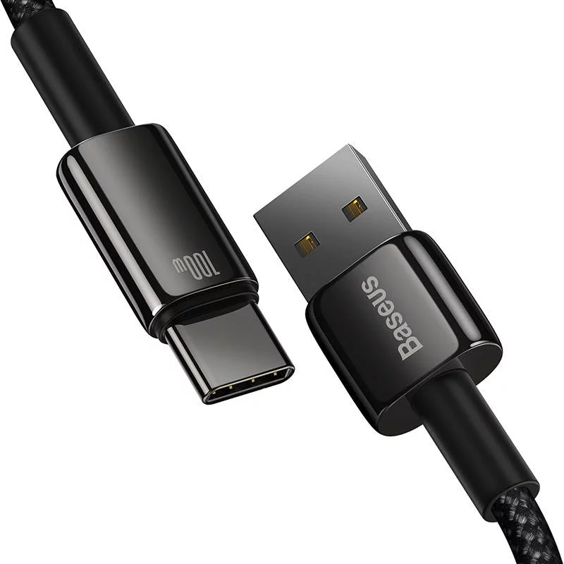 Baseus Tungsten Gold Fast Charging Data Cable USB-A to USB-C 100W 1m - Black