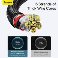 Thumbnail for Baseus Tungsten Gold Fast Charging Data Cable USB-A to USB-C 100W 2m - Black