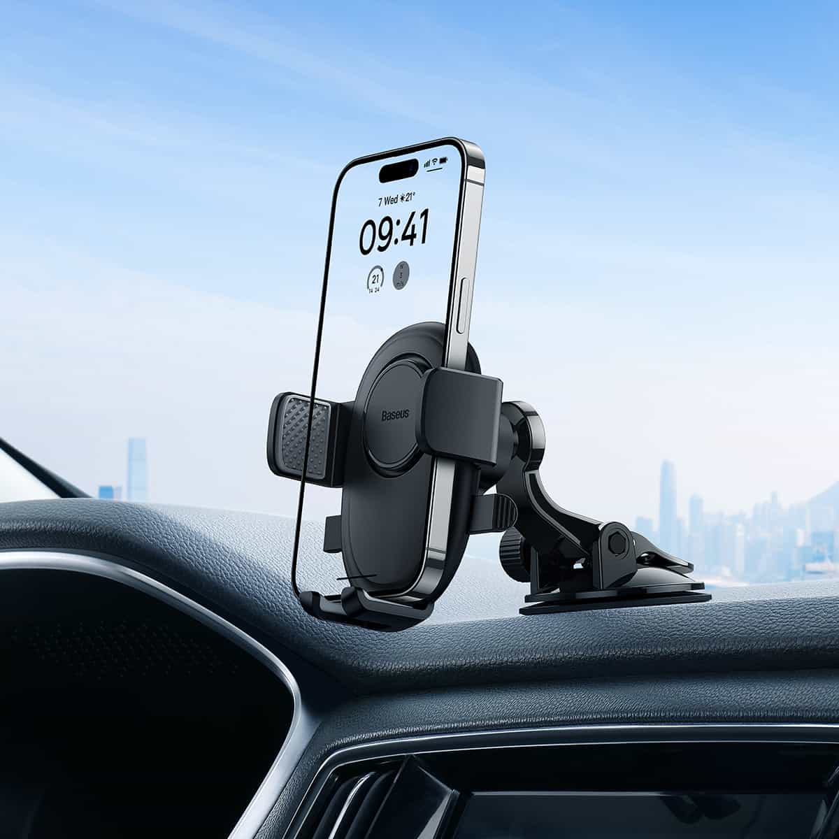 Baseus UltraControl Lite Series Clamp-Type Phone Holder Suction Cup Version - Black