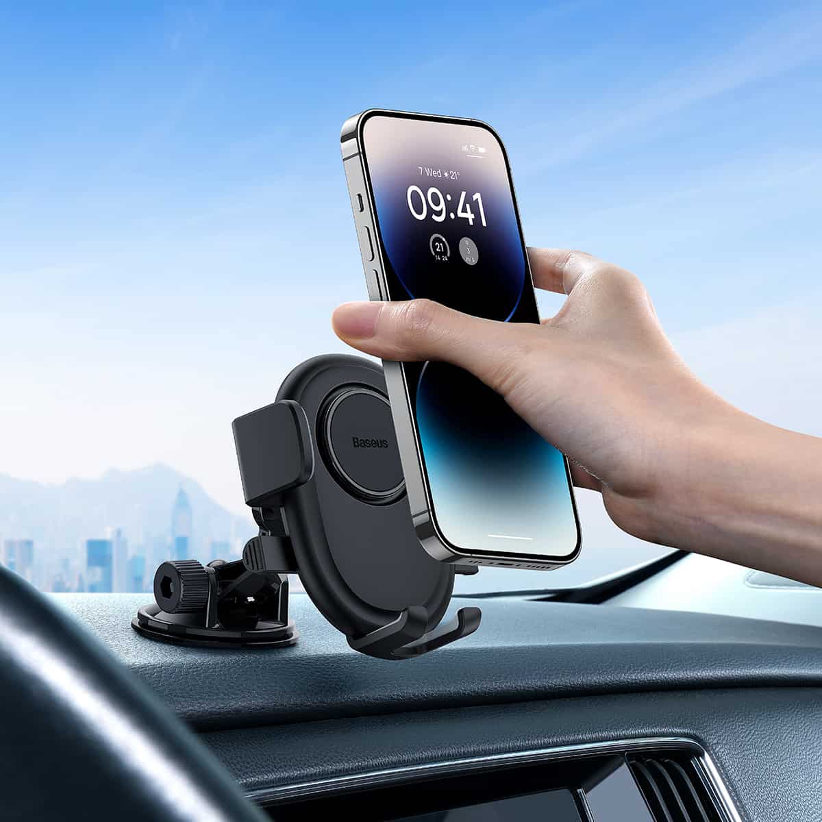 Baseus UltraControl Lite Series Clamp-Type Phone Holder Suction Cup Version - Black