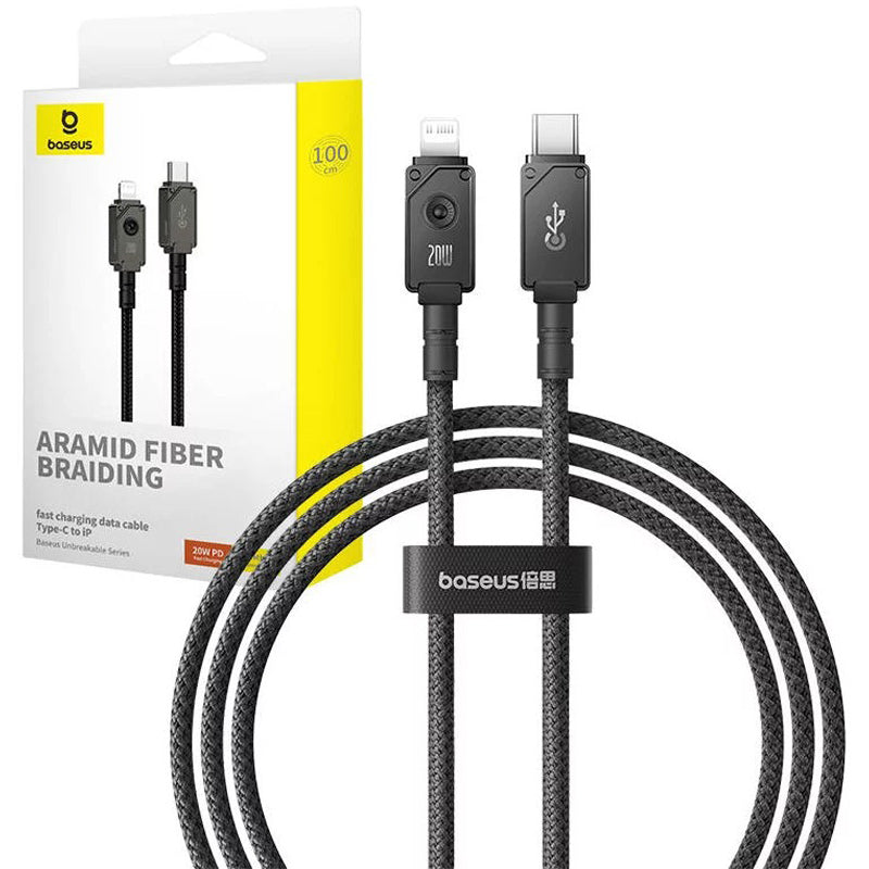 Baseus USB-C to Lighting 20W Aramid Fiber Unbreakable Series Fast Charging Braided Data Cable 1M