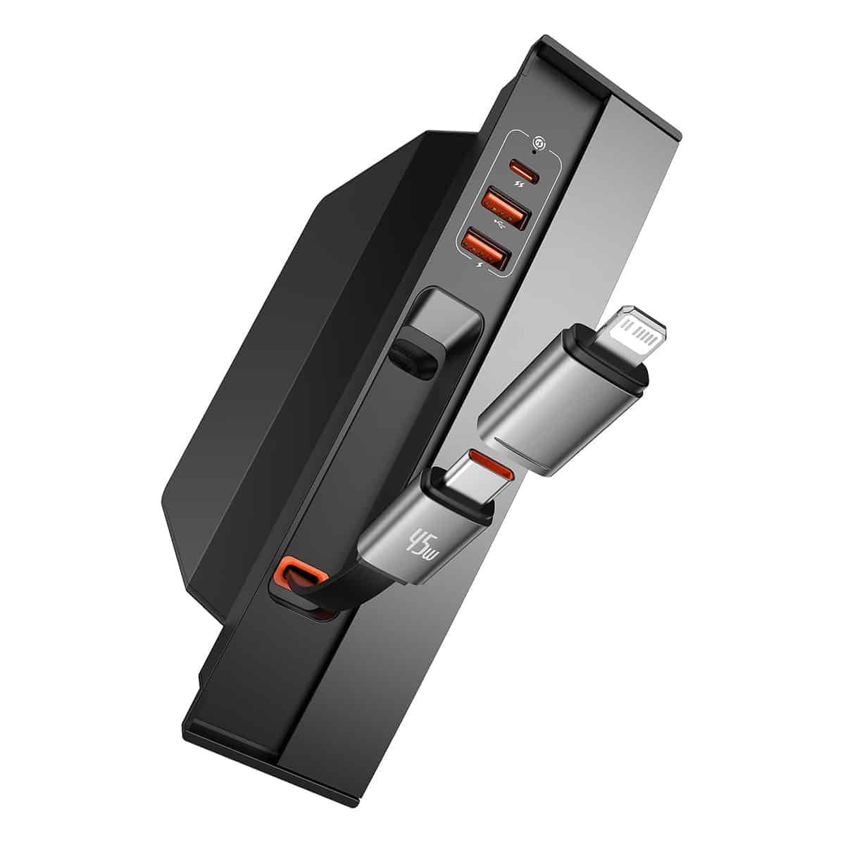 Baseus T-Space Series HUB for Tesla Cars with retractable 45W type-C cable-Black