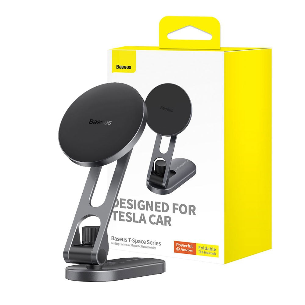 Baseus T-Space Folding Metal Car Mount Magnetic Phone Holder For Tesla Screen with 3M Sticker