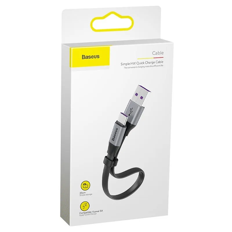 Baseus 40W|5A USB-A to USB-C Cable 23CM Short Cable Cord - Black