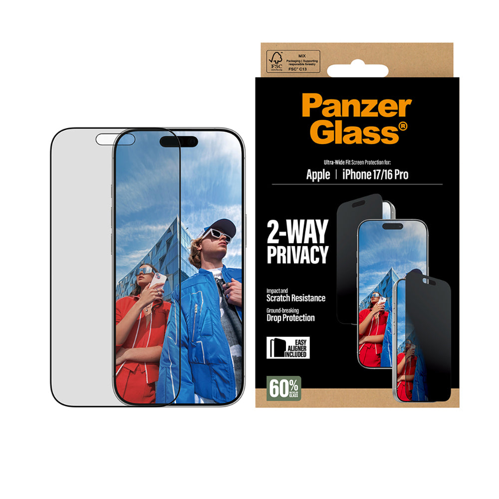 PanzerGlass Ulte Wide Fit Privacy Screen Protector for iPhone 17